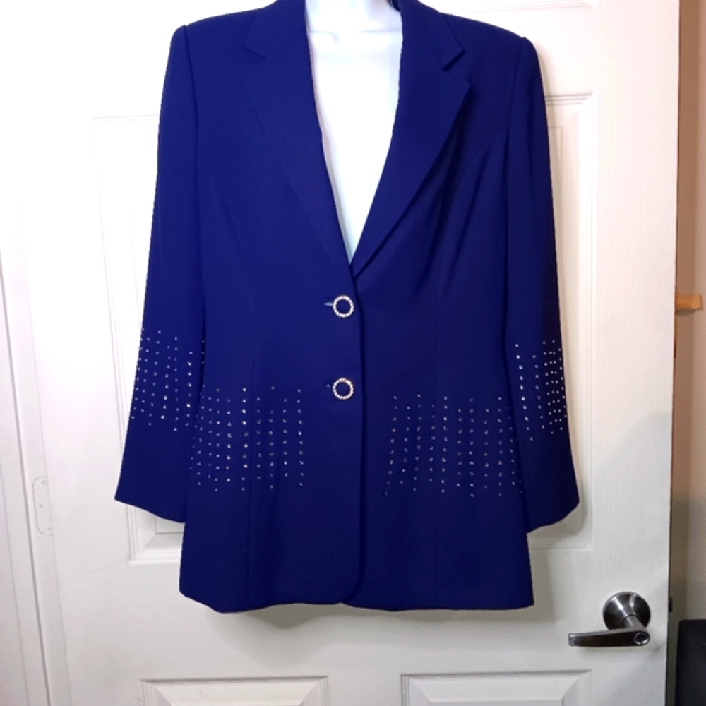 Vintage BEN MARC MIDNIGHT VELVET  Pc. Rhinestone Accents Purple Suit …